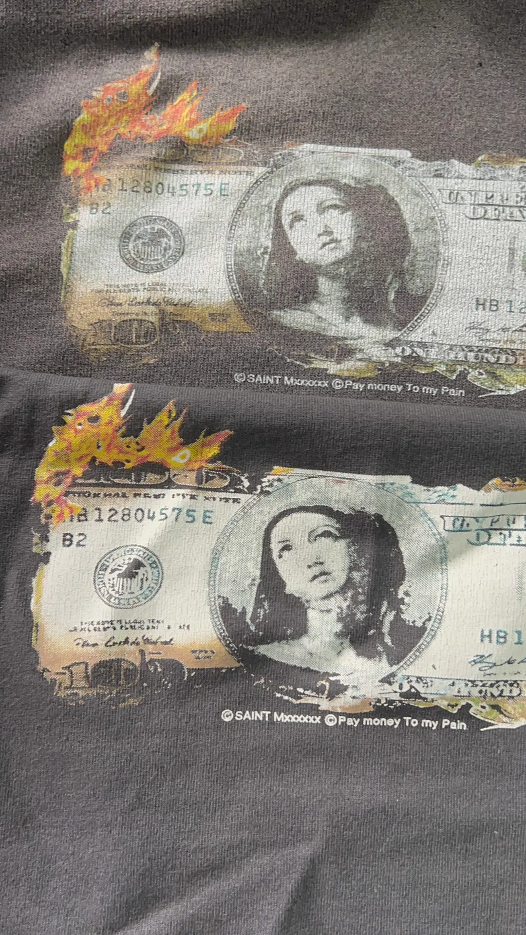 Printing proofing SAINT Mxxxxxx × PAY MONEY TO MY PAIN PTP_HOODIE/BRAND MONEY/BLK joint model PTP Virgin dollar hoodie washed black S-XL